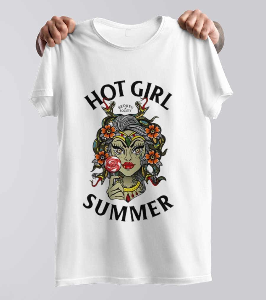 Hot Girl Summer Broken Society Tattoo Art Flowers T-Shirt