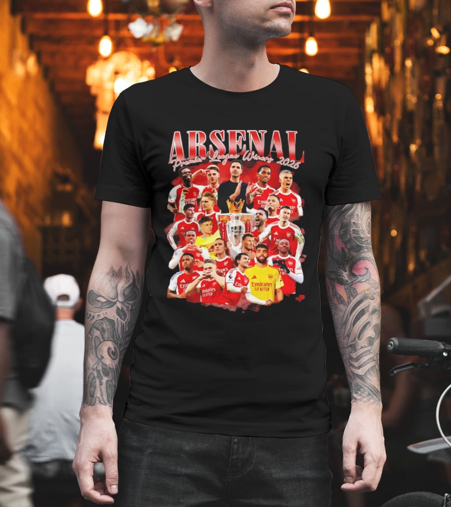 Arsenal Premier League Champions 2026 Celebratory Team Collage T-Shirt
