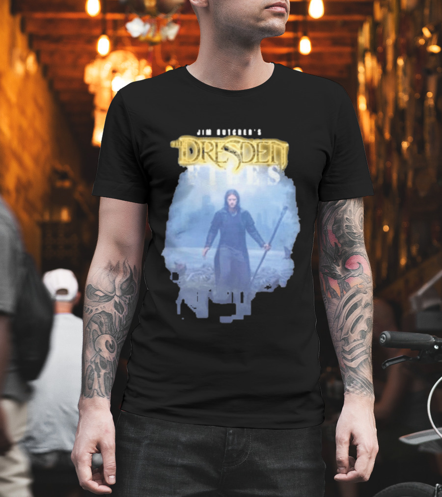 Jim Butcher's Dresden Files Man Holding Staff T-Shirt