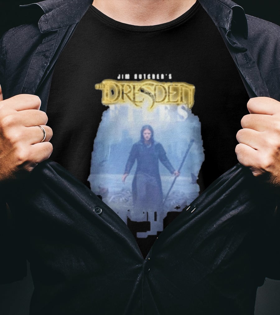 Jim Butcher's Dresden Files Man Holding Staff T-Shirt