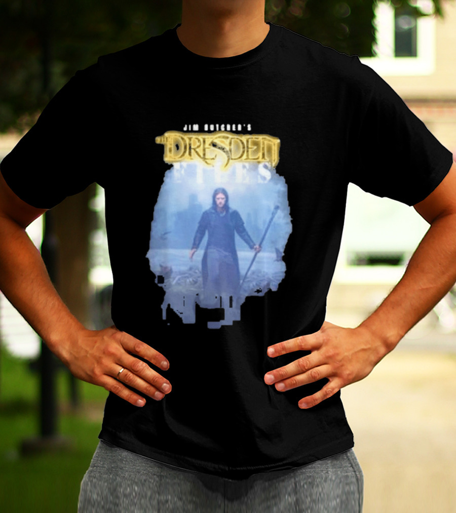 Jim Butcher's Dresden Files Man Holding Staff T-Shirt