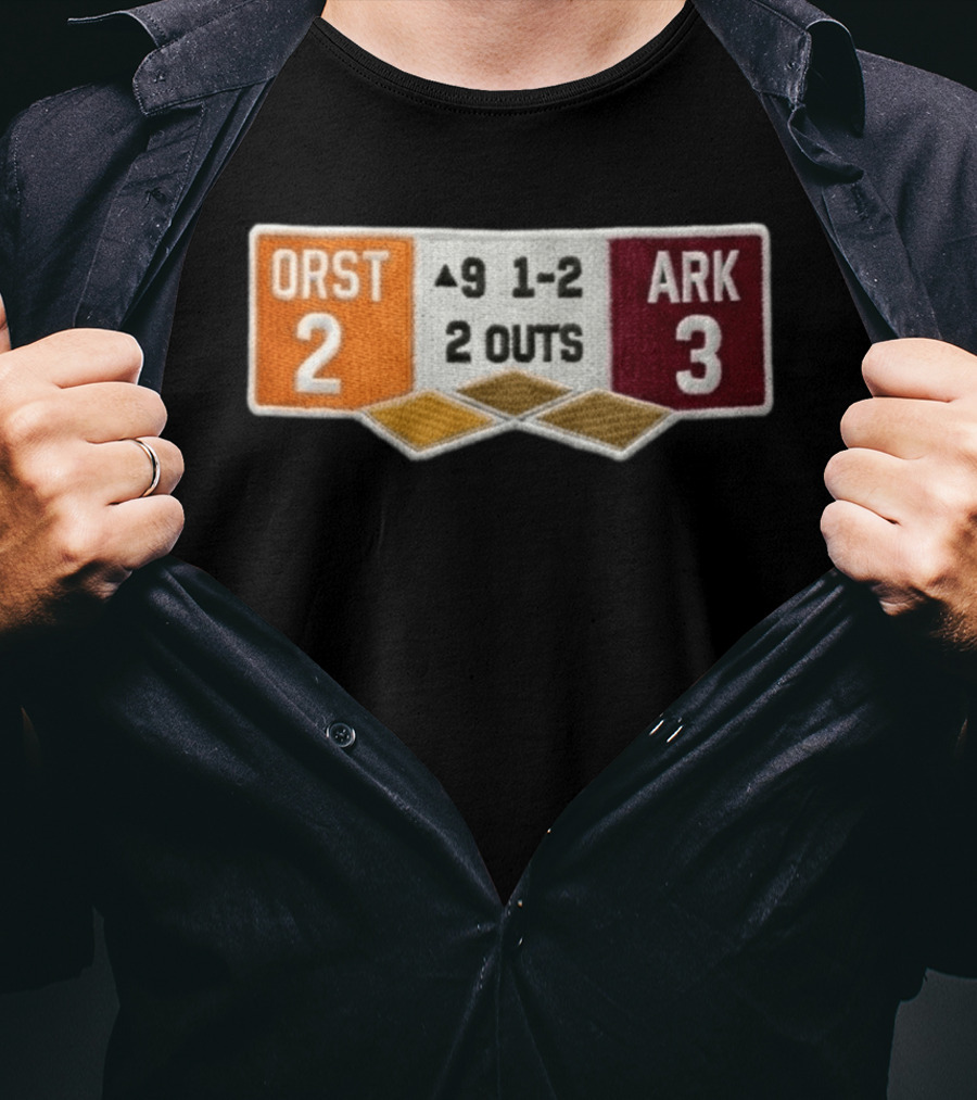 ORST 2 ARK 3 Scoreboard 9 1 2 2 Outs Baseball Patch T-Shirt