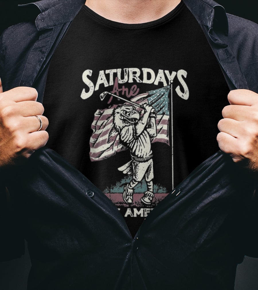 Saturdays Are Fore America Patriotic Golf With American Flag T-Shirt