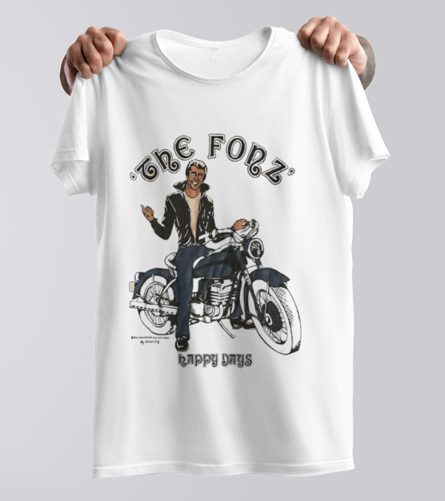 The Fonz Happy Days Motorcycle Coolness Retro 70s Vibes T-Shirt