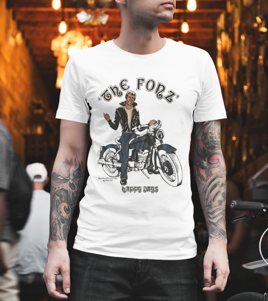The Fonz Happy Days Motorcycle Coolness Retro 70s Vibes T-Shirt
