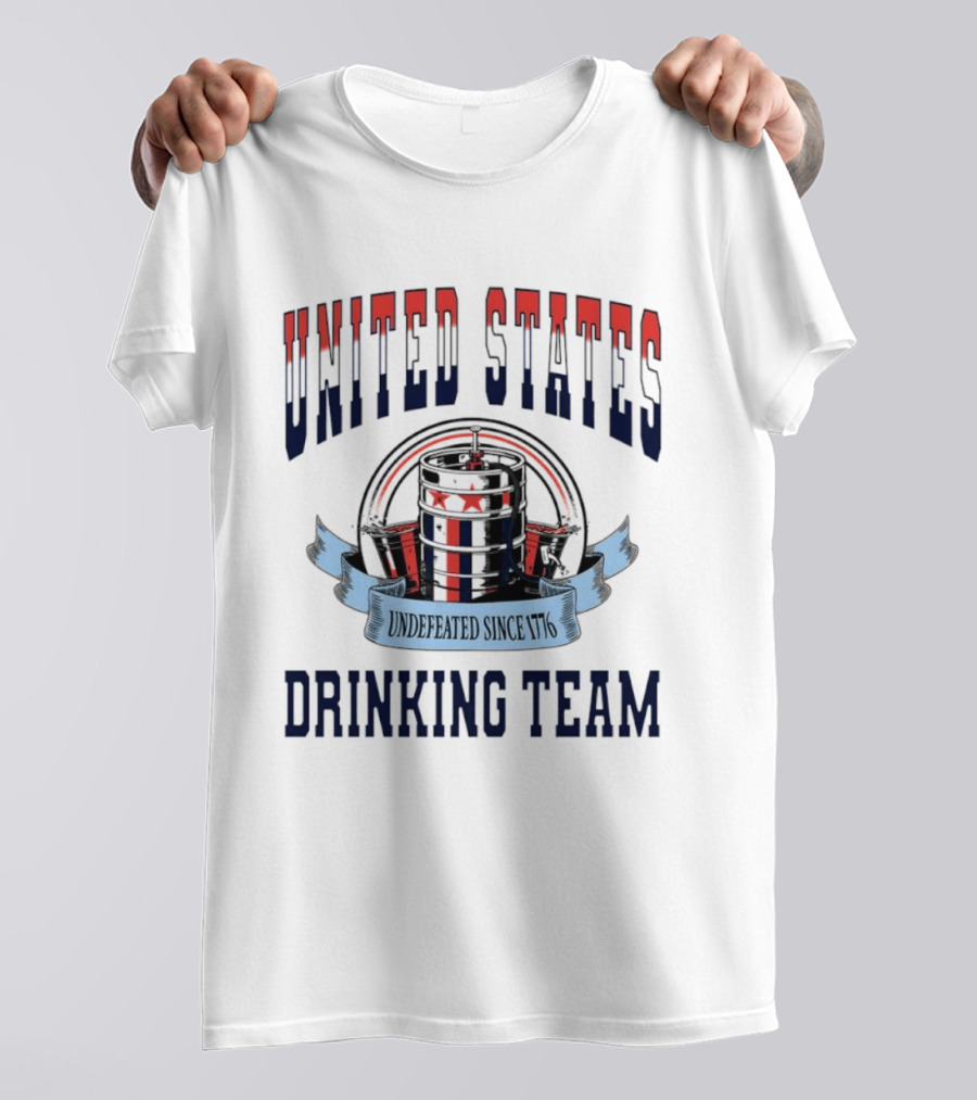 United States Drinking Team Undefeated Since 1776 Beer Barrel T-Shirt