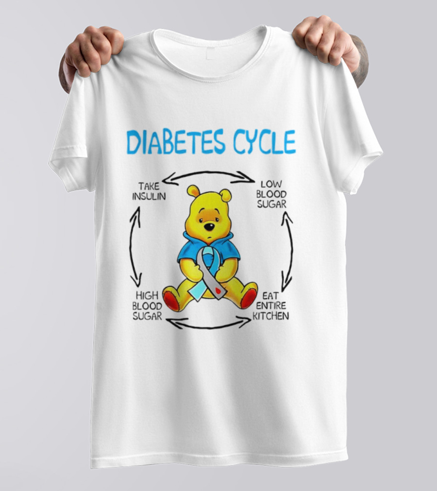 Diabetes Cycle Winnie The Pooh Take Insulin Low Blood Sugar Eat Entire Kitchen High Blood Sugar T-Shirt