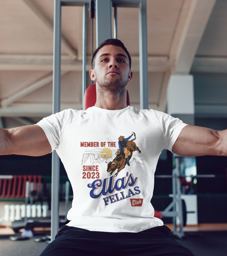 Member Of The Ella's Fellas Club Western Rodeo Since 2023 Cowboy Bull Rider Desert Sunset T-Shirt