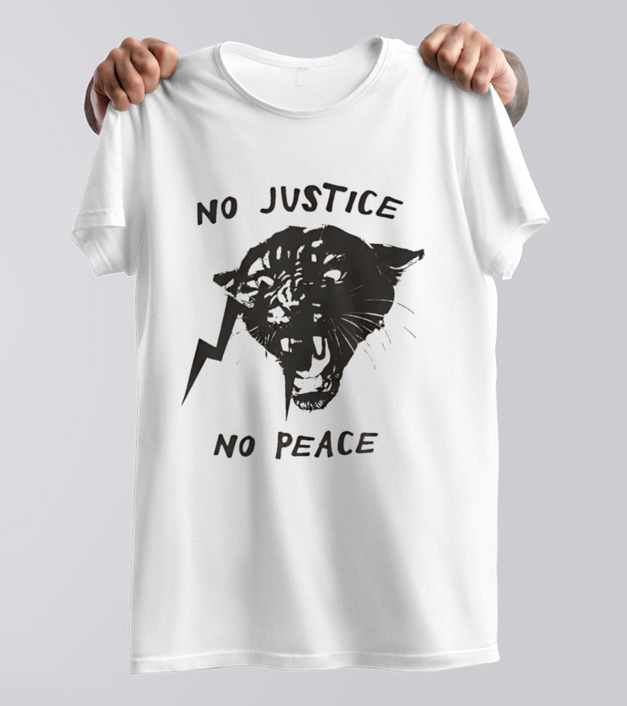 No Justice No Peace Black Panther Roaring Face T-Shirt