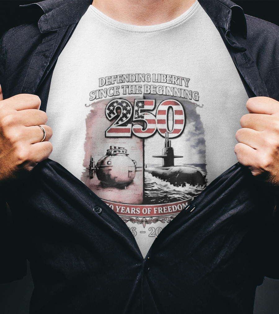 Defending Liberty Since The Beginning 250 Years Of Freedom 1776 2026 US Flag T-Shirt