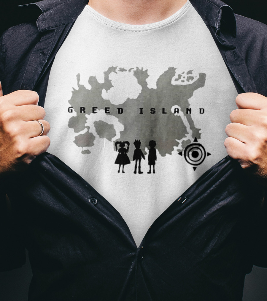 Hunter X Hunter Greed Island Characters Map And Compass T-Shirt