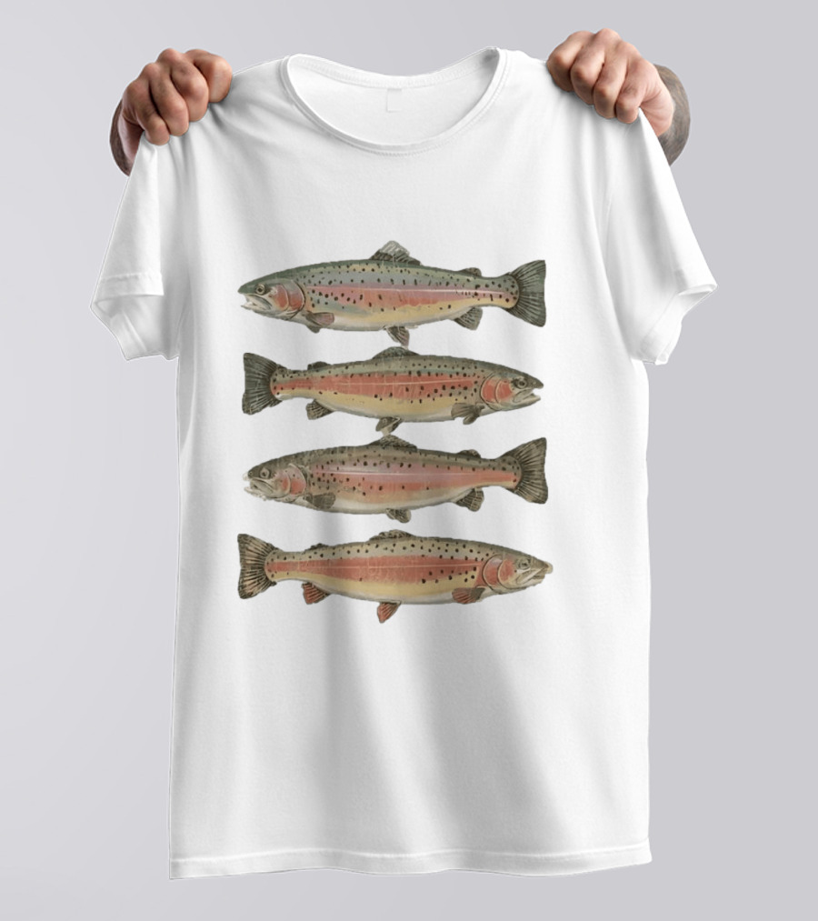 Rainbow Trout River Beauty Fish Stack Vibrant Nature Scene T-Shirt