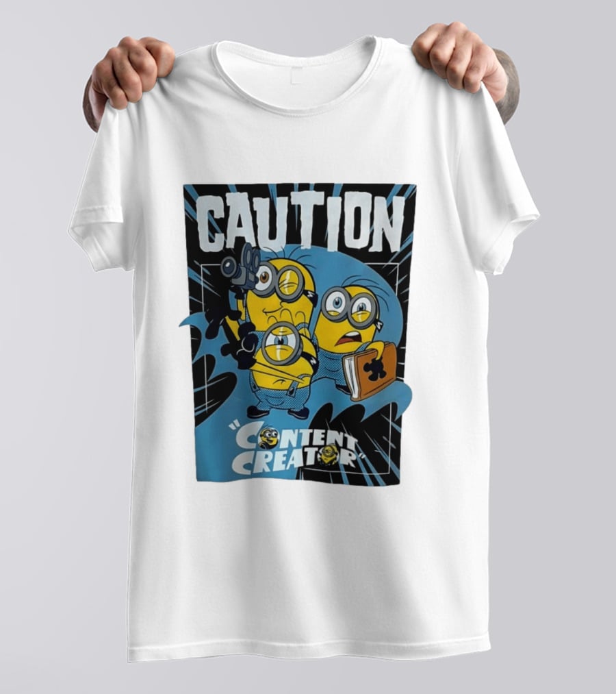 Caution Minions Content Creator Fun T-Shirt