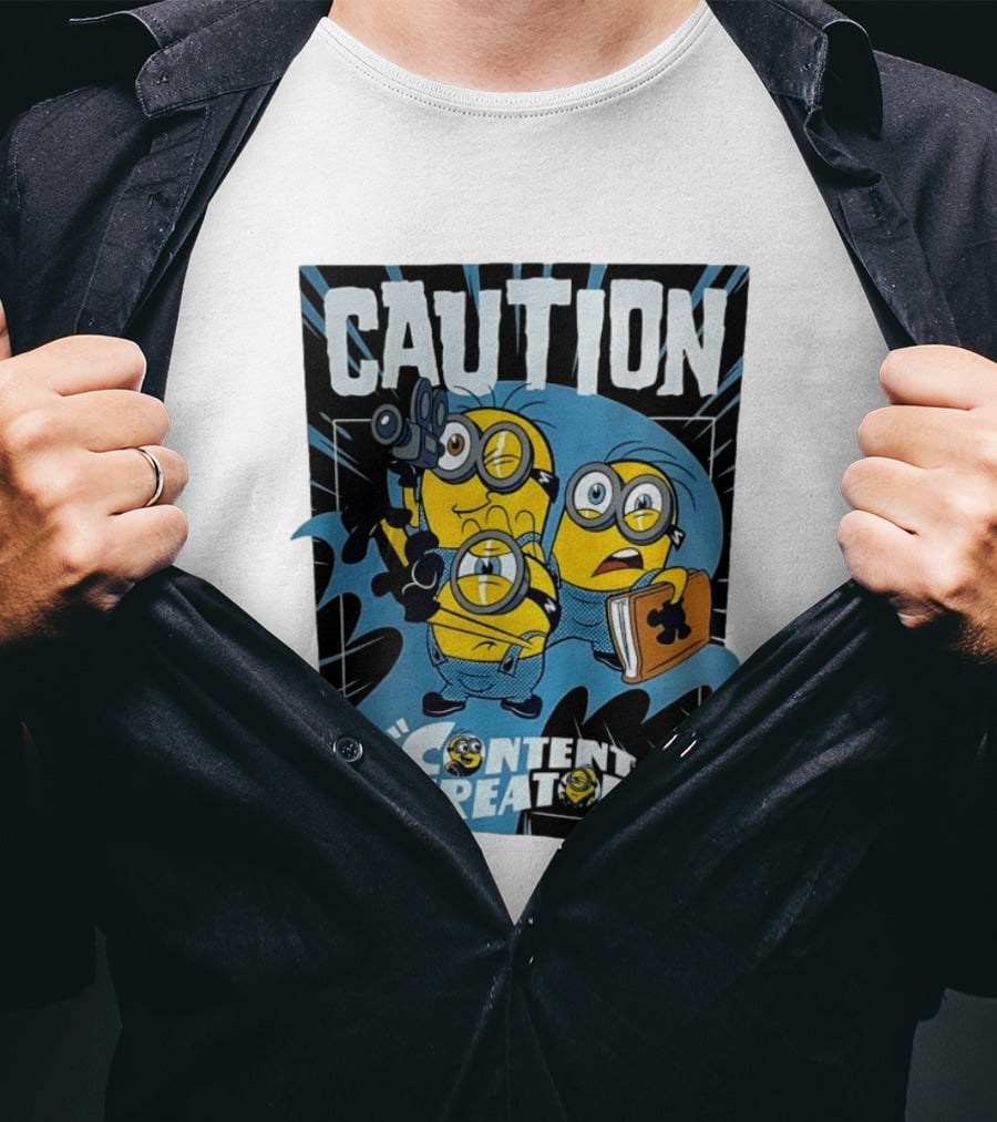 Caution Minions Content Creator Fun T-Shirt