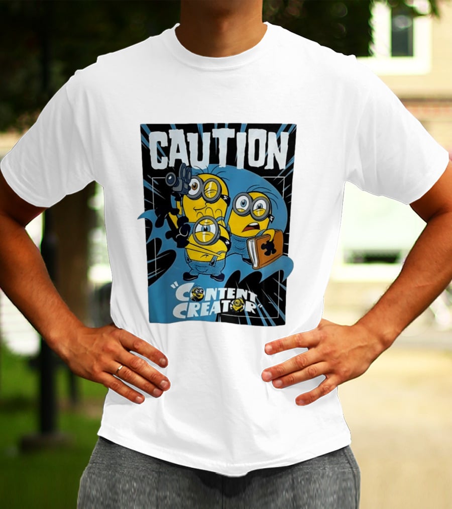 Caution Minions Content Creator Fun T-Shirt