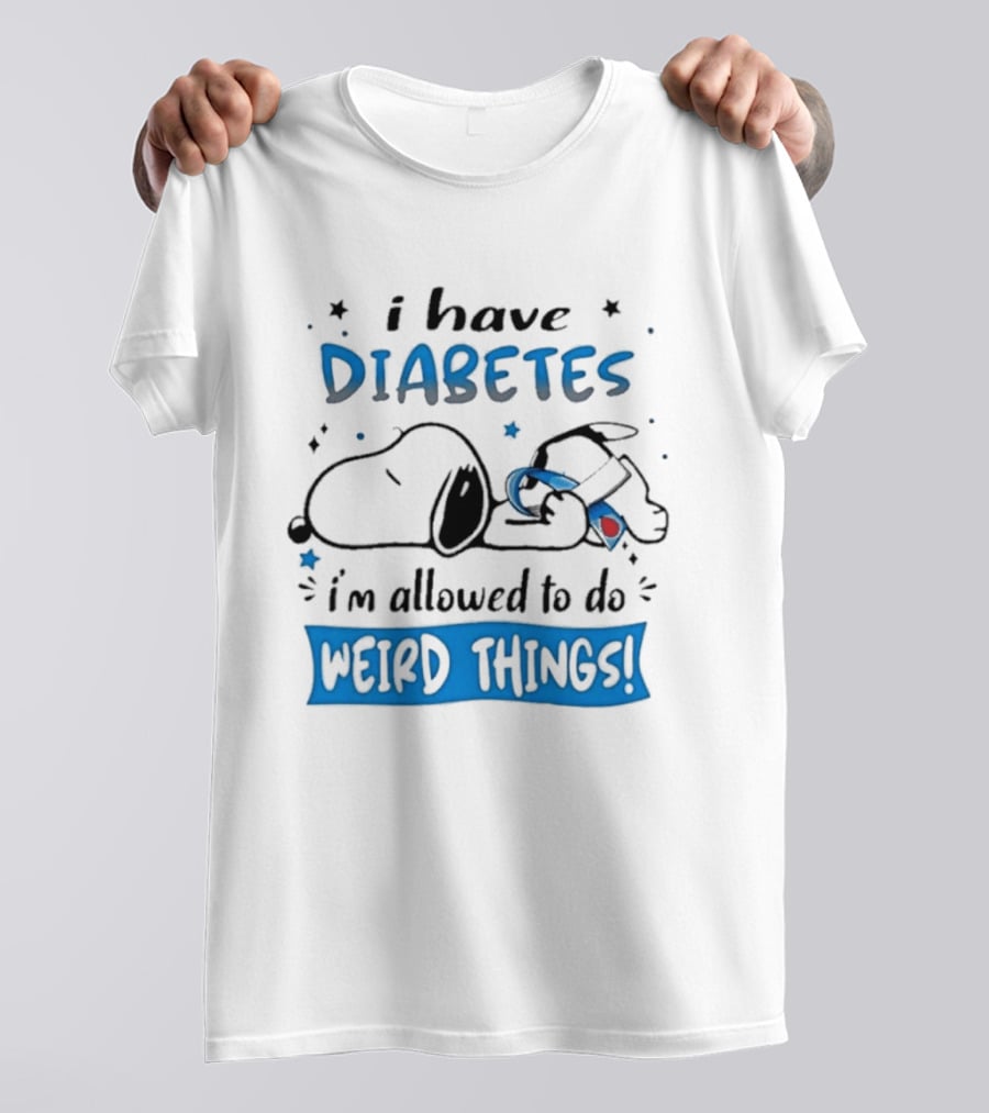 Snoopy Peanuts I Have Diabetes I'm Allowed To Do Weird Things Awareness Ribbon T-Shirt