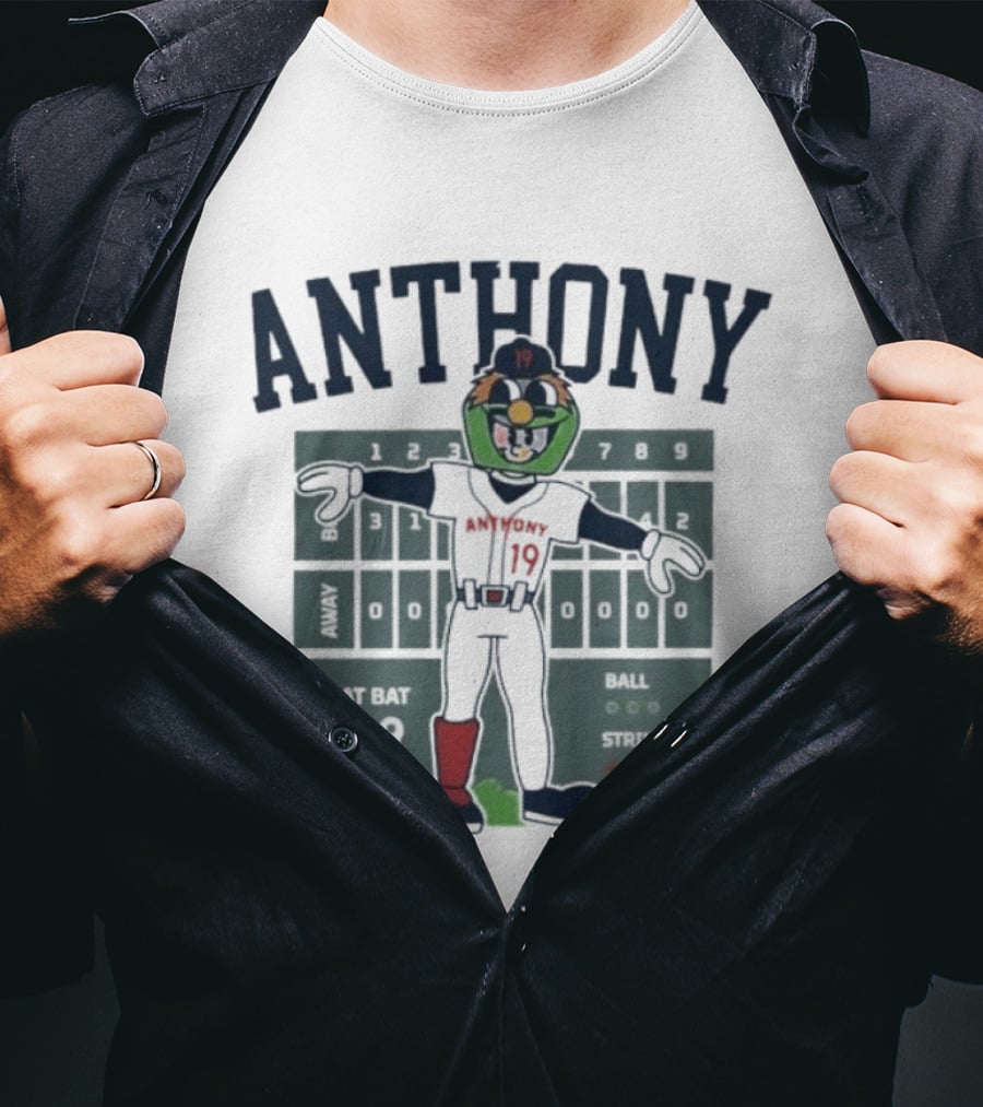 Anthony Cartoon Scoreboard Players Boston Baseball 19 T-Shirt