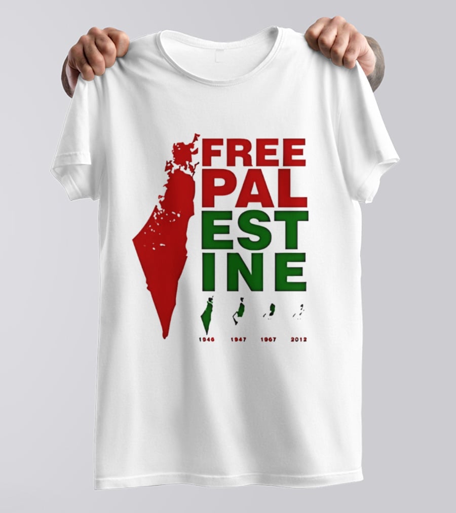 Free Palestine 1946 1947 1967 2012 Map T-Shirt