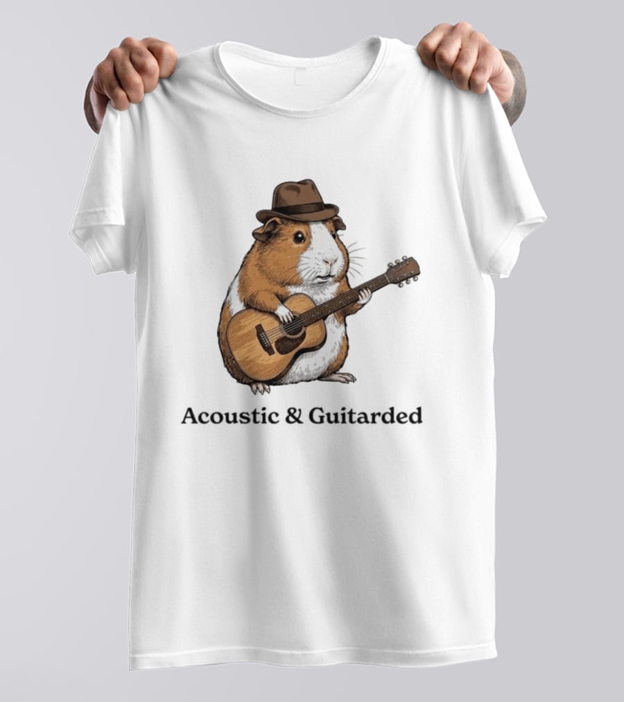 Guinea Pig With Guitar And Hat Acoustic Guitarded T-Shirt