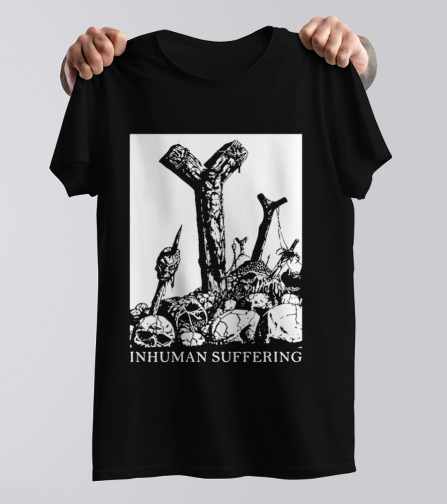 Death Metal Black Metal Extreme Metal Gothic Inhuman Suffering Skulls Swords T-Shirt