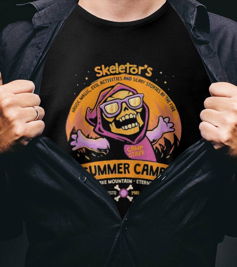 Skeletor's Summer Camp Havoc Magic Evil Activities Scary Stories Snake Mountain Eternia Estd 1981 T-Shirt