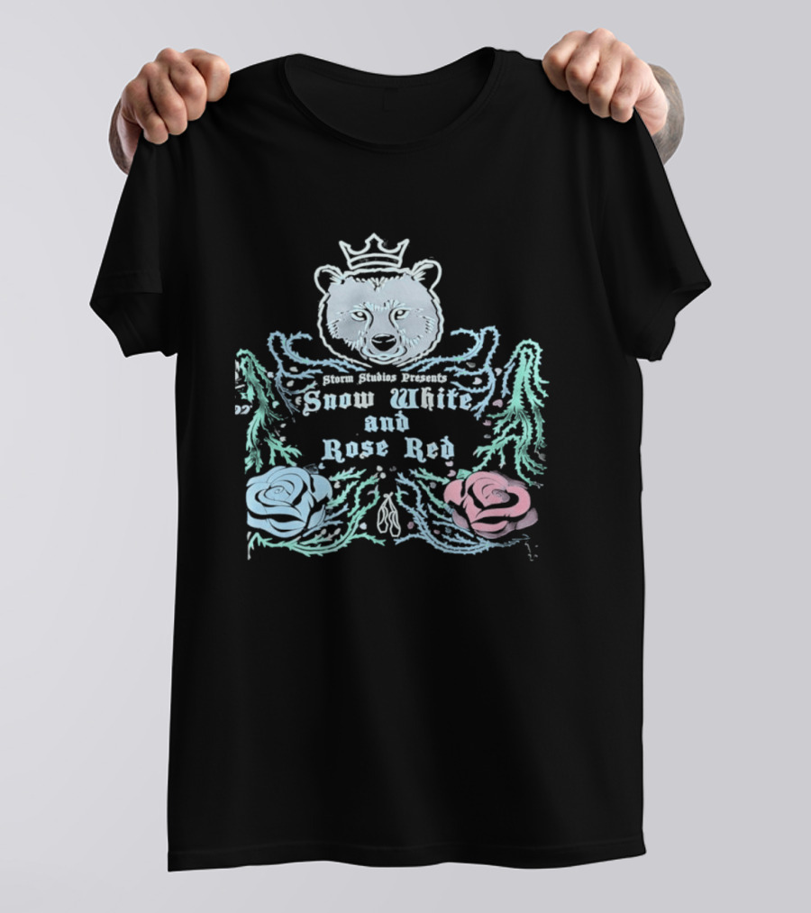 Storm Studios Presents Snow White And Rose Red Bear Crown Roses T-Shirt