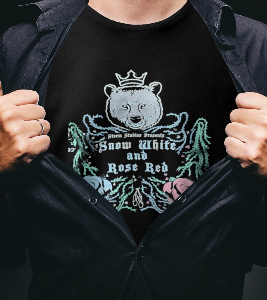 Storm Studios Presents Snow White And Rose Red Bear Crown Roses T-Shirt