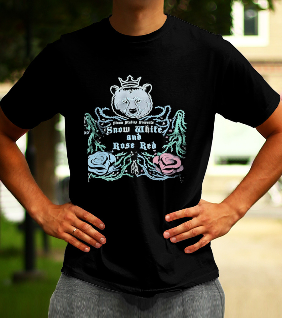 Storm Studios Presents Snow White And Rose Red Bear Crown Roses T-Shirt