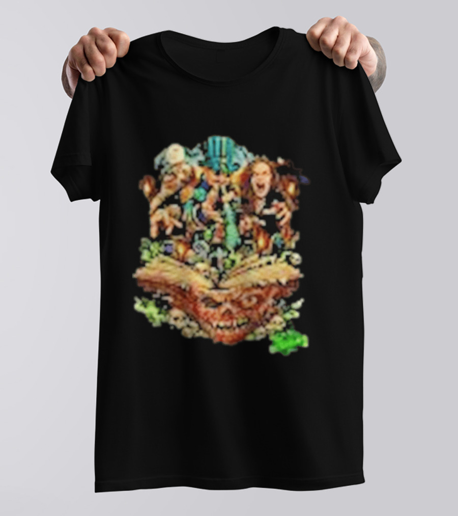 The Necronomicon Outbreak JCW Voodoo Graveyard Horror Skull Book T-Shirt