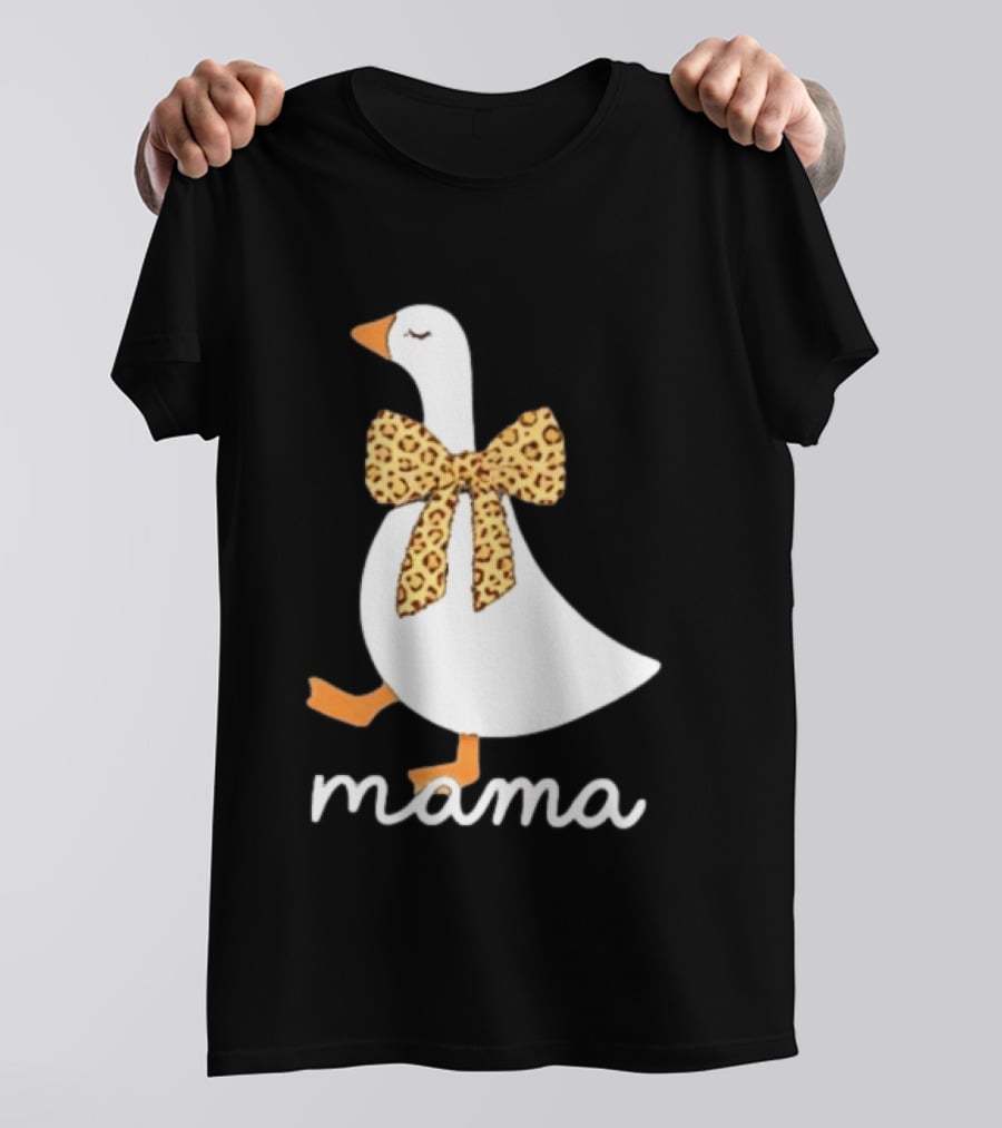 Leopard Bow Goose Mama Cute Animal Print T-Shirt