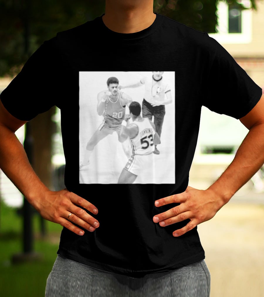 NBA Vintage Showdown Maurice Lucas Vs Darryl Dawkins Black White 20 53 T-Shirt