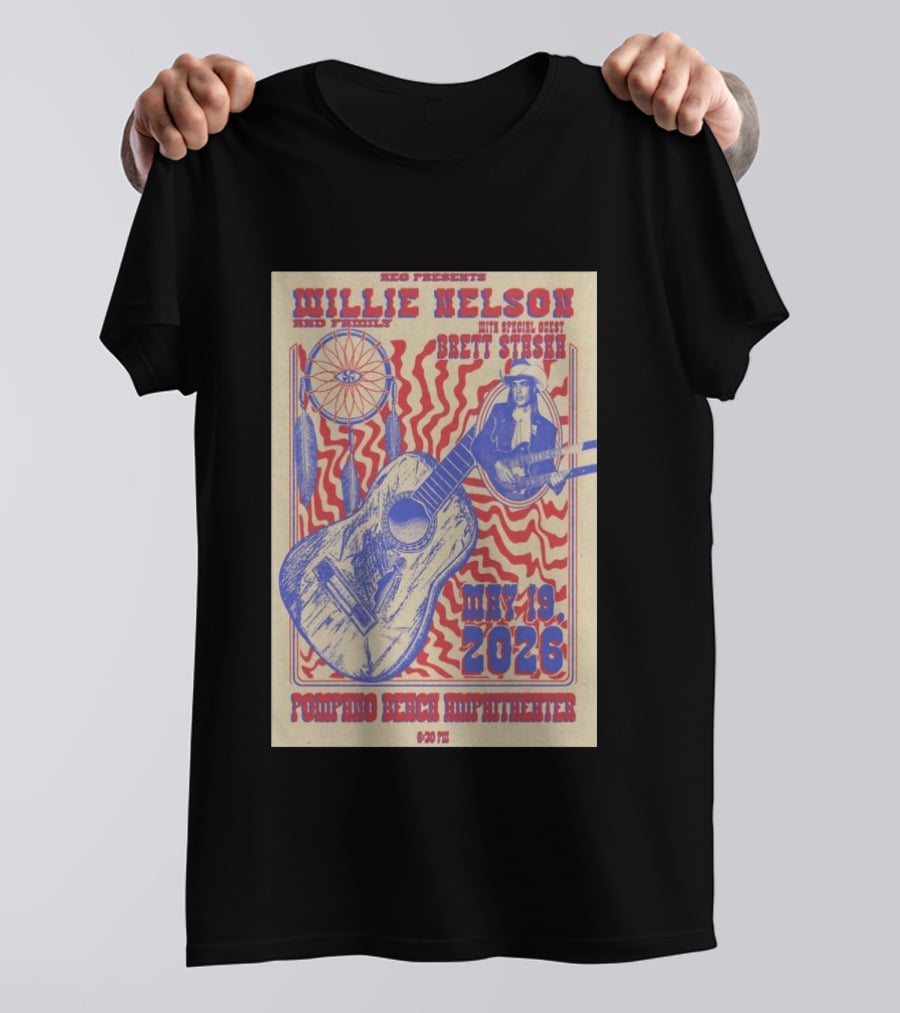 Willie Nelson Brett Stiesch Pompano Beach Amphitheater May 19 2026 T-Shirt