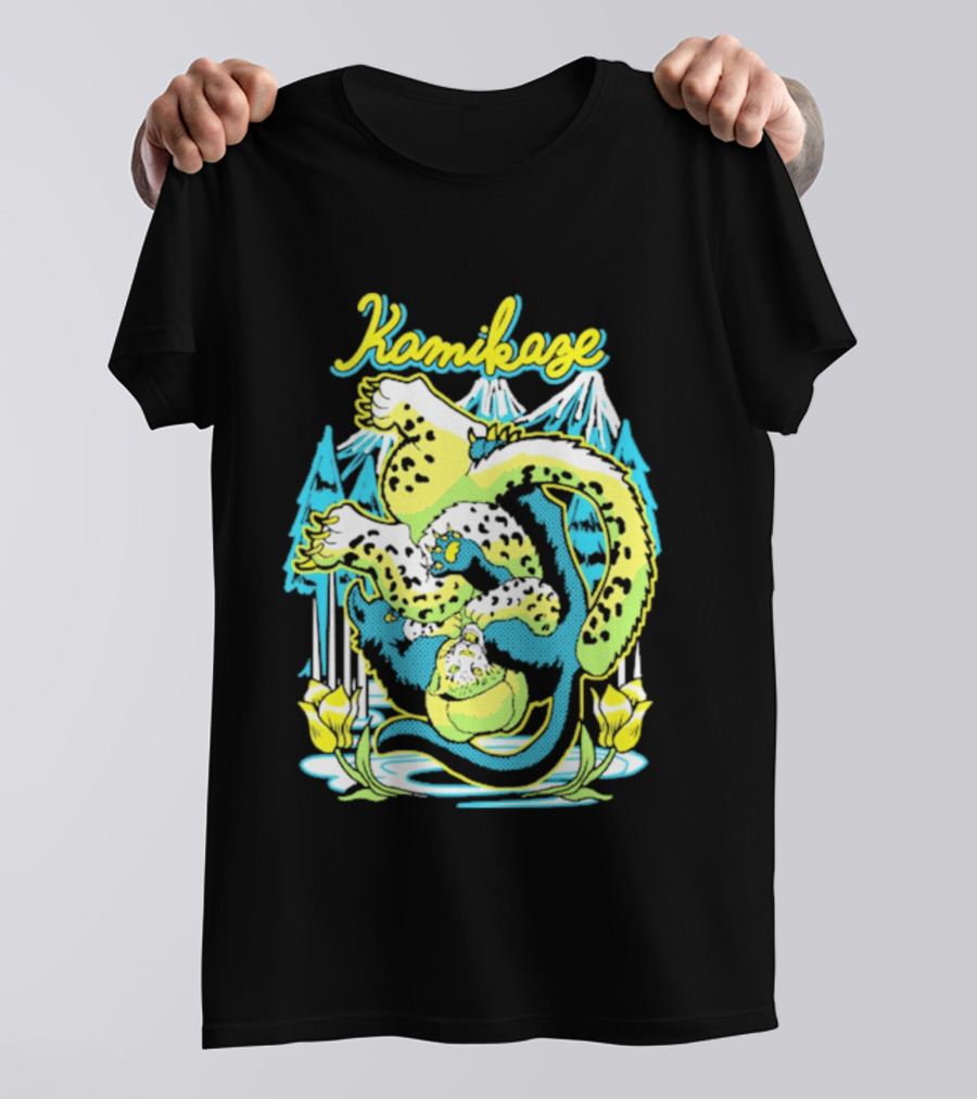Kamikaze Dragon With Mountain And Lotus T-Shirt