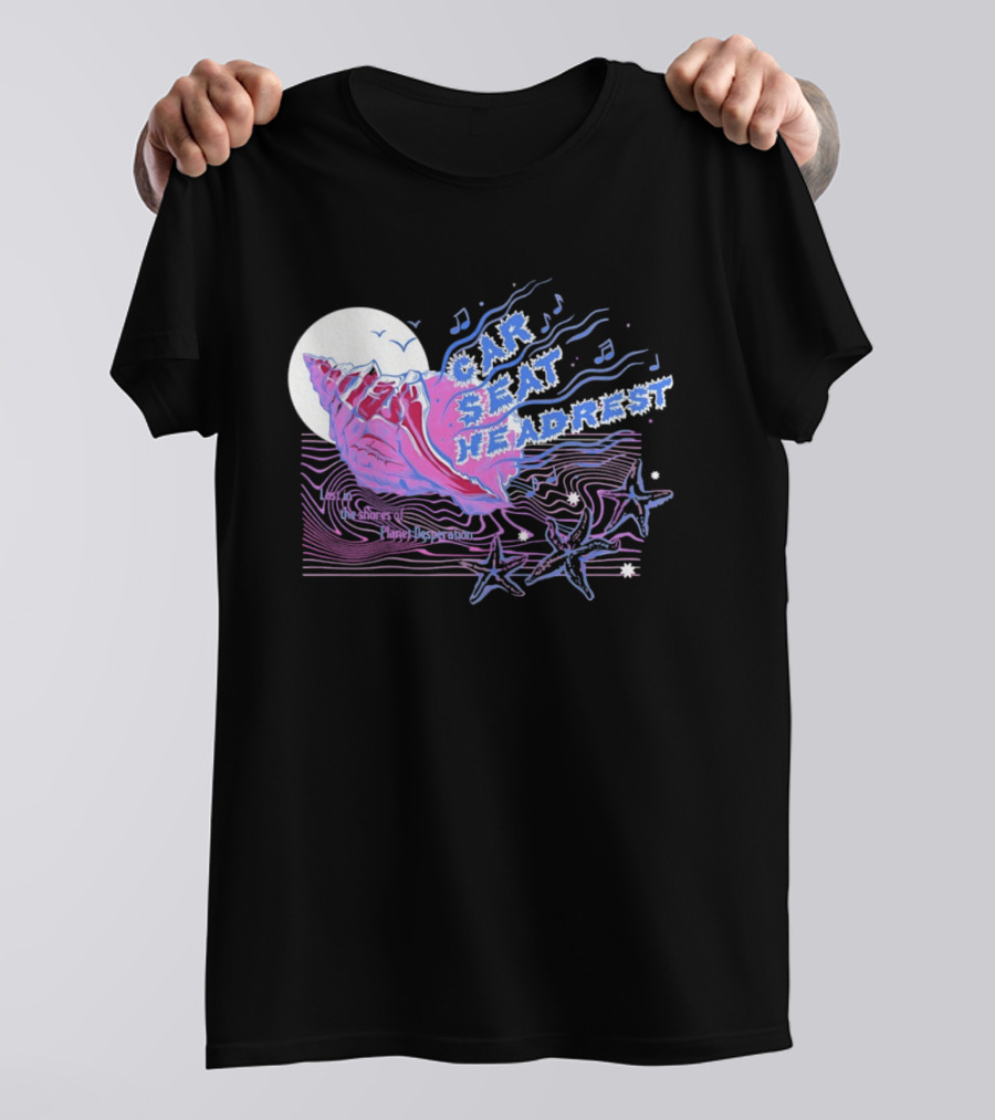 Seashell Car Seat Headrest Lost On The Shores Of Planet Desperation 2026 Moon And Stars Ocean Vibes T-Shirt