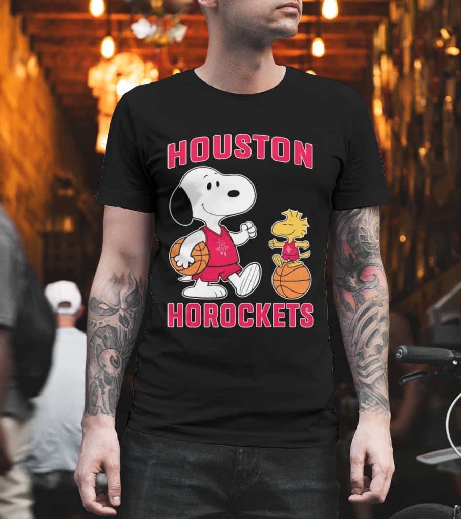 Snoopy Woodstock Houston Rockets Basketball Team T-Shirt