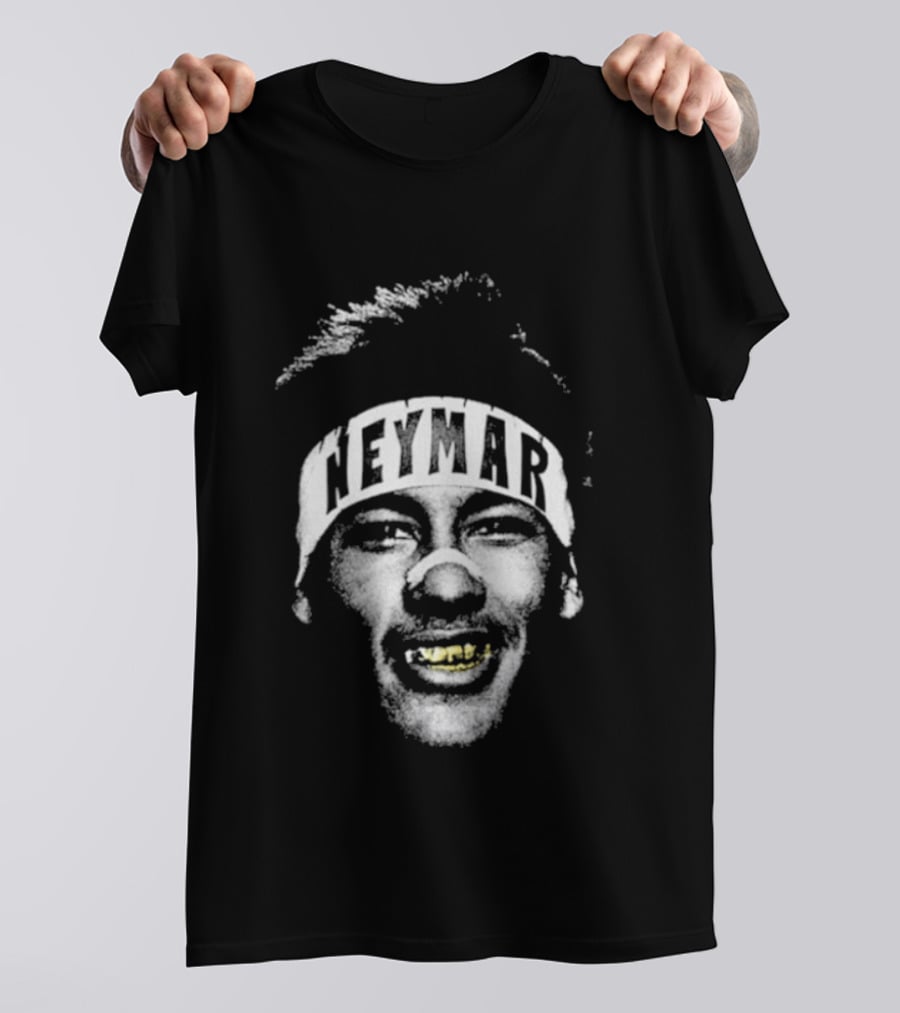 Neymar Headband Gold Grill Black And White T-Shirt