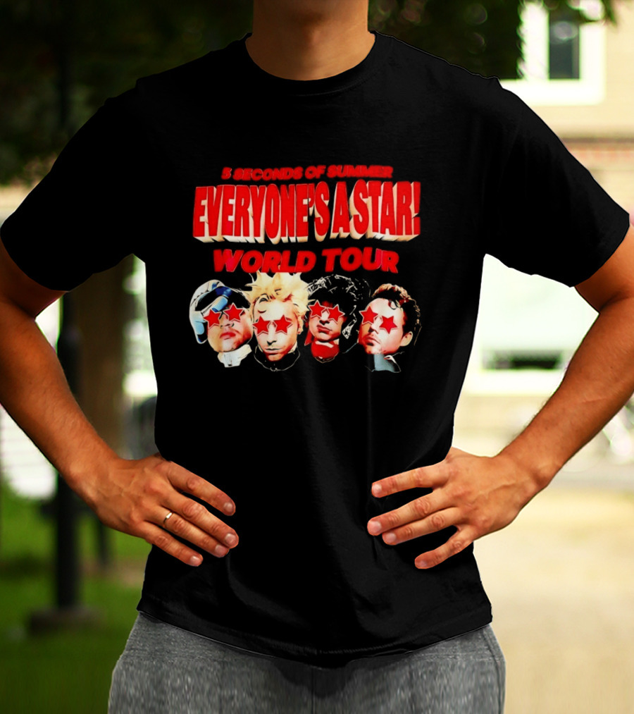 5 Seconds Of Summer Everyone's A Star World Tour Red Star Faces T-Shirt