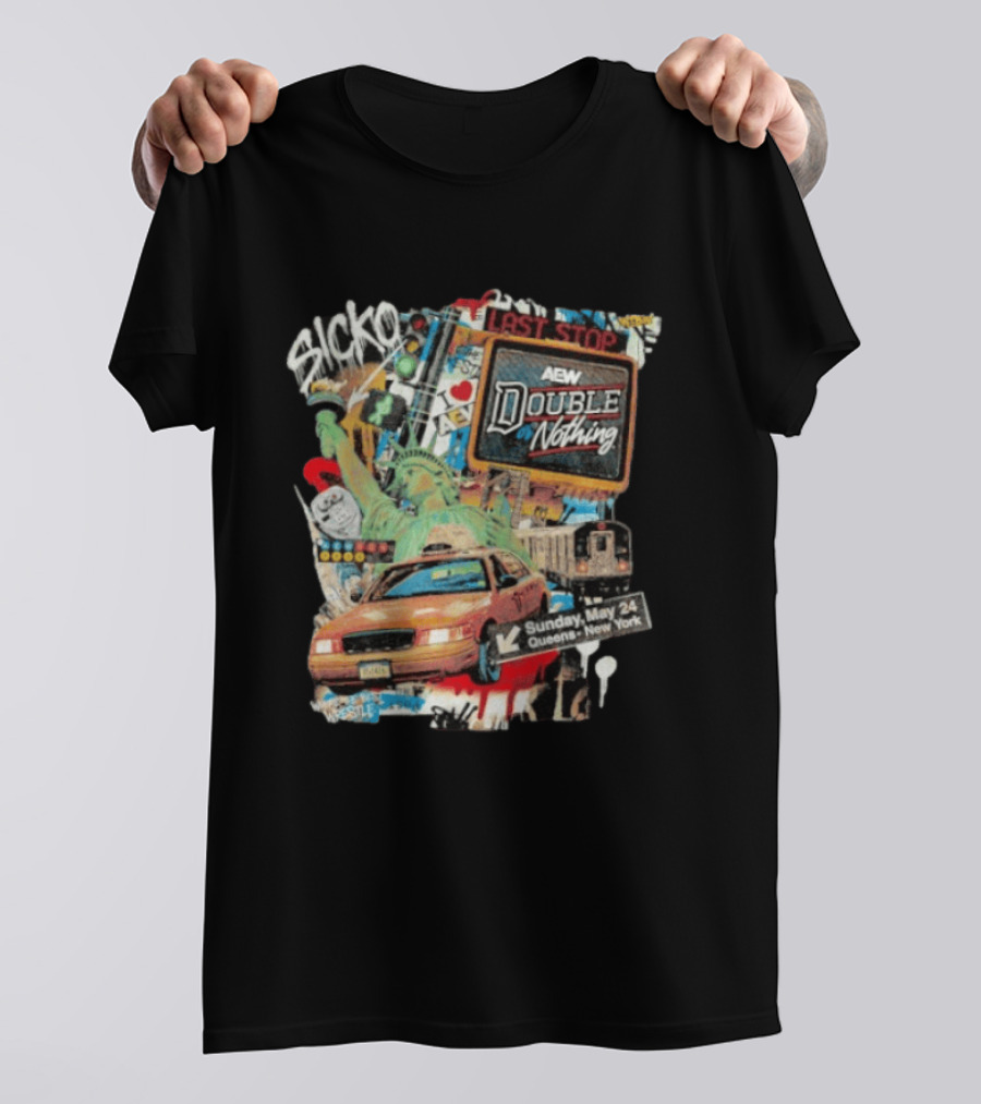 AEW Double Or Nothing 2026 Statue Of Liberty NYC Taxi Sunday May 24 Queens New York T-Shirt