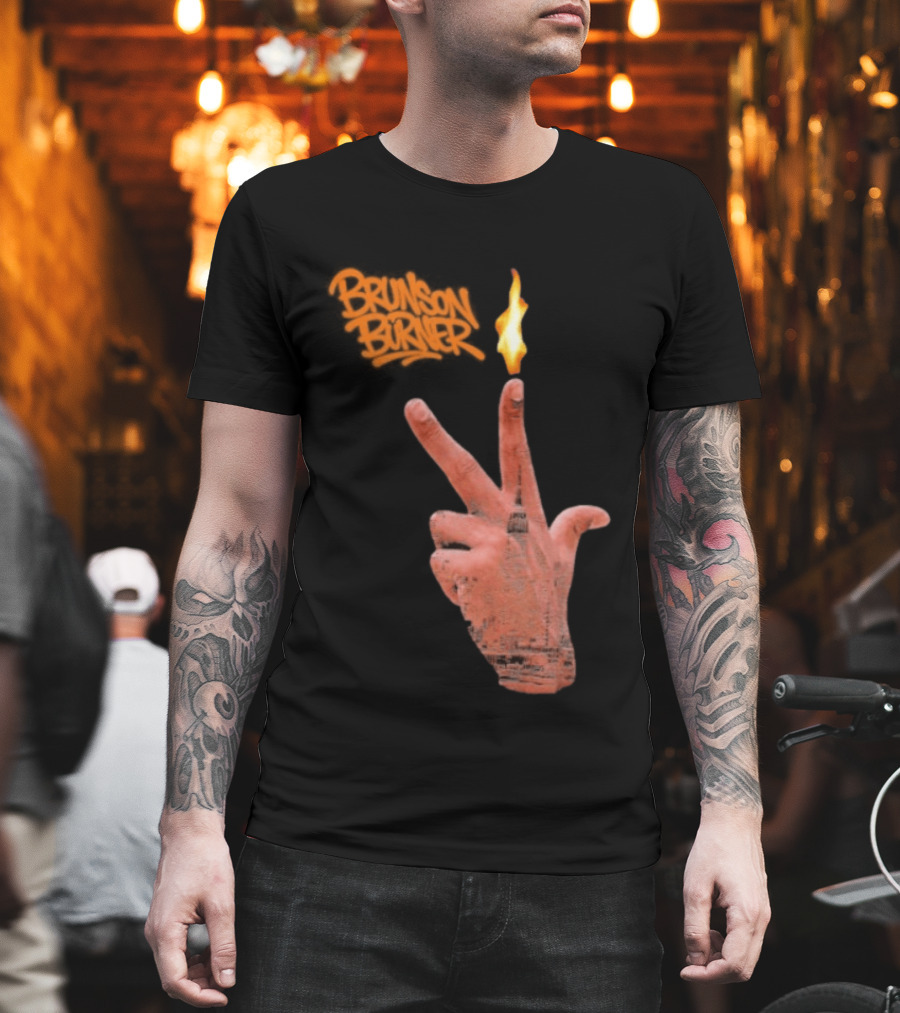 Brunson Burner Flame Hand New York Knicks Jalen Brunson T-Shirt