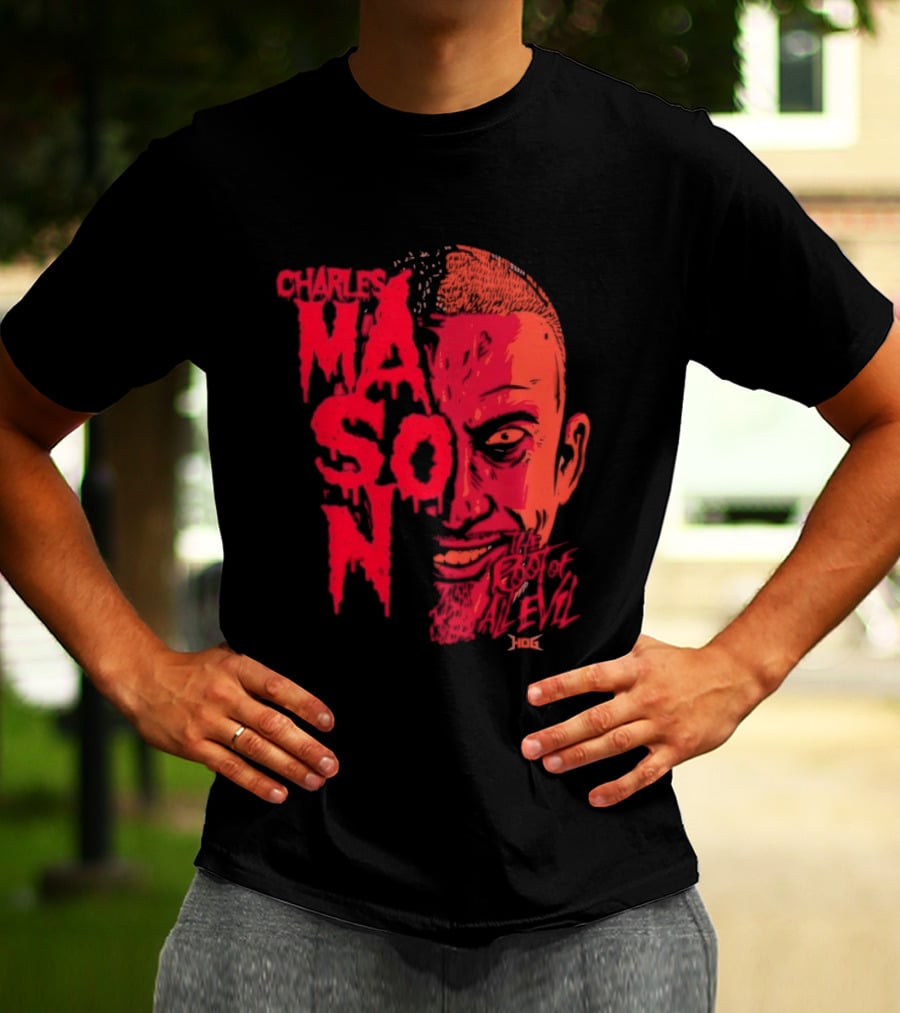 Charles Mason The Root Of All Evil Red Face T-Shirt