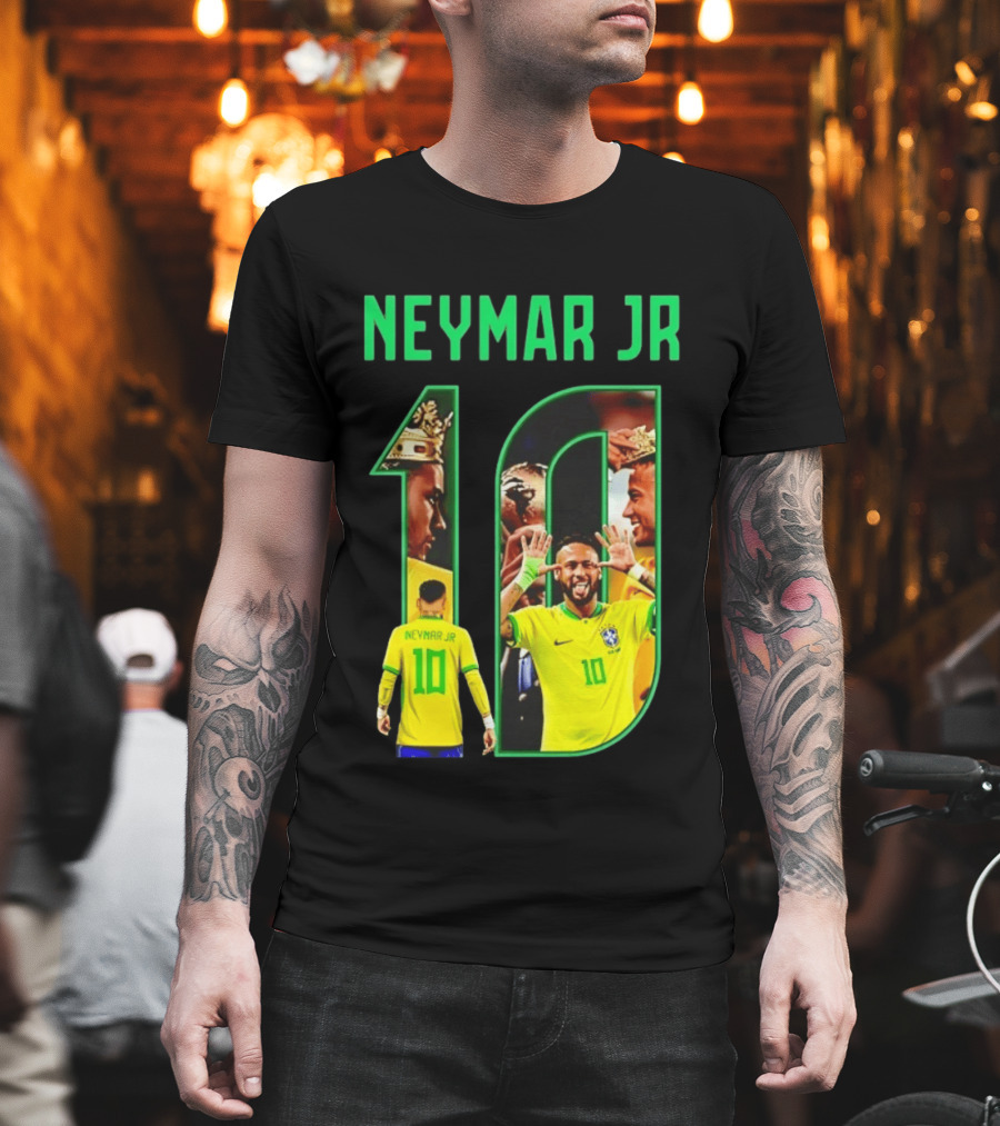 Neymar Jr 10 Brazil Soccer Iconic Celebration Images T-Shirt