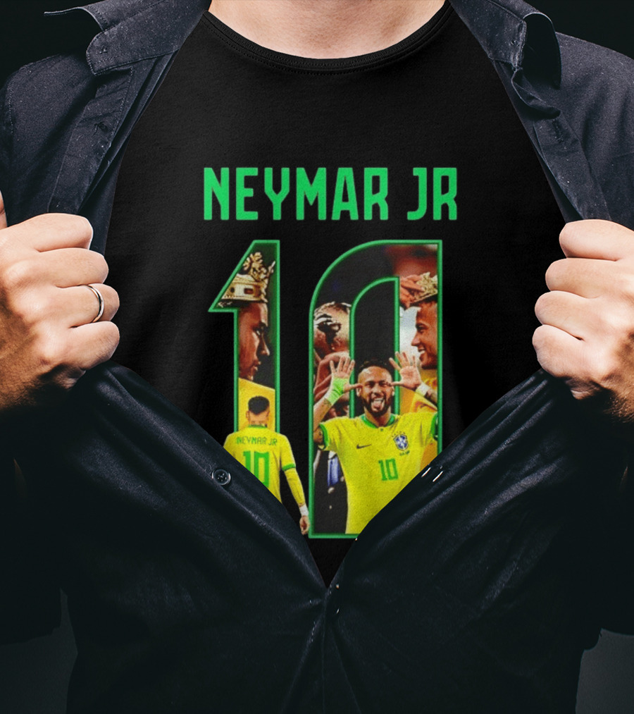 Neymar Jr 10 Brazil Soccer Iconic Celebration Images T-Shirt