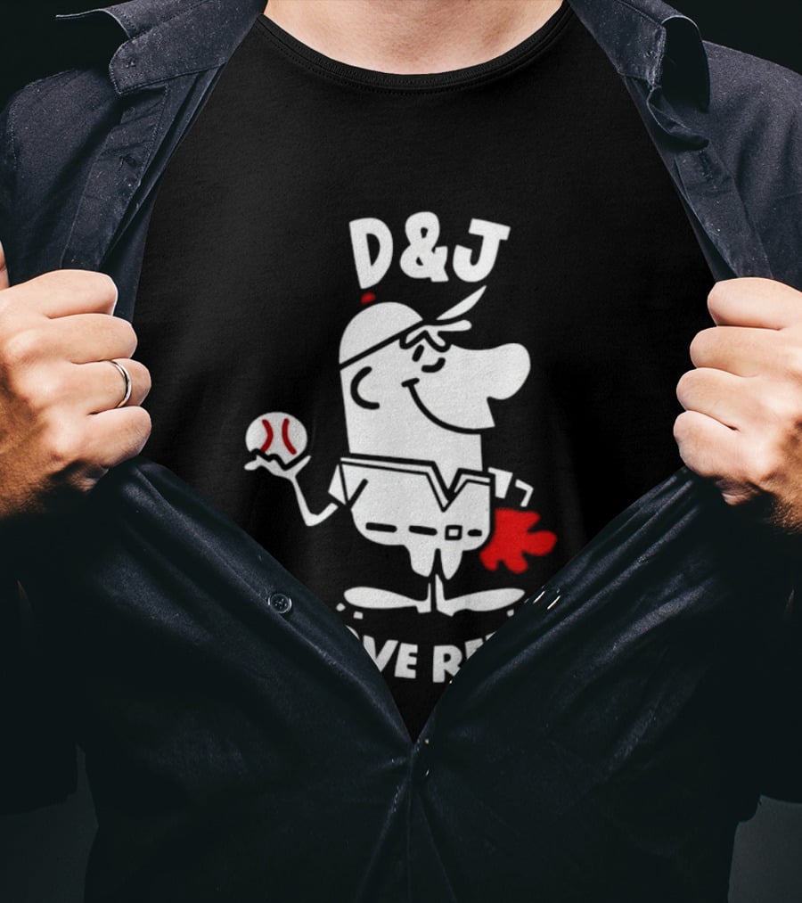 D And J Glove Repair Baseball Cartoon T-Shirt