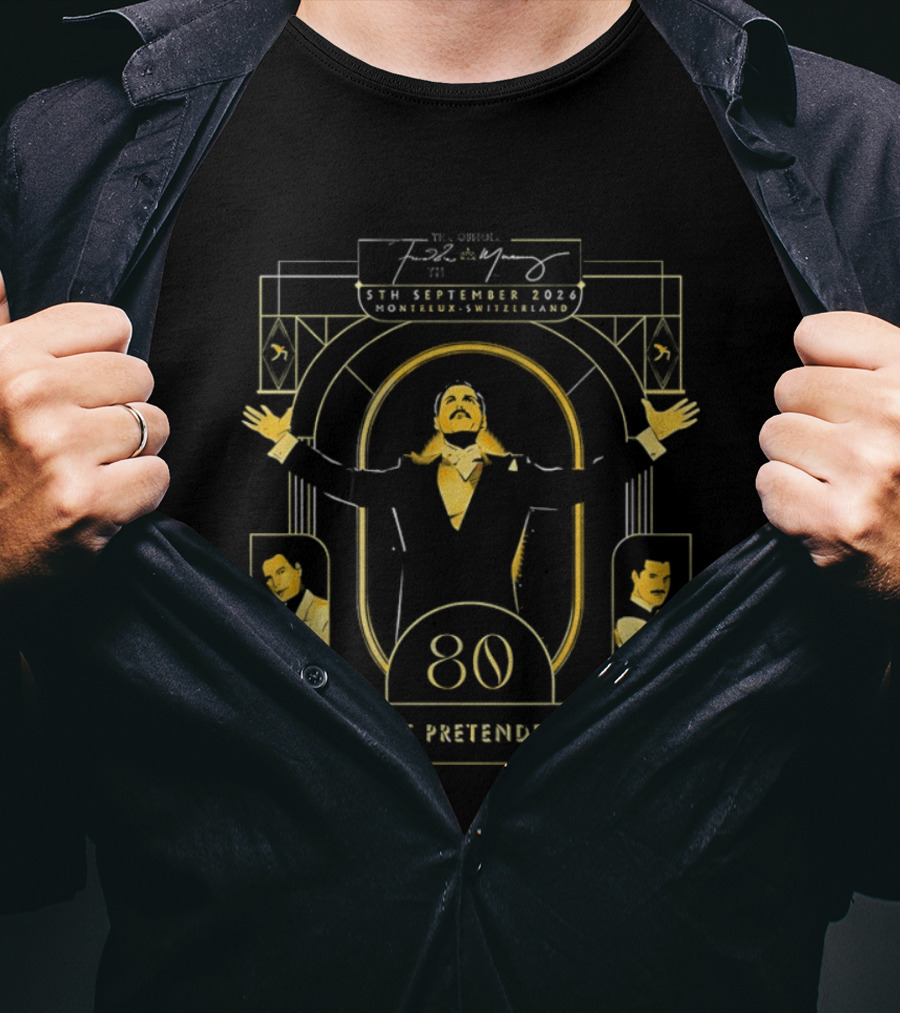Freddie Mercury 80th Birthday Celebration The Great Pretender's Gala 5th September 2026 Casino Barriere Montreux Switzerland T-Shirt