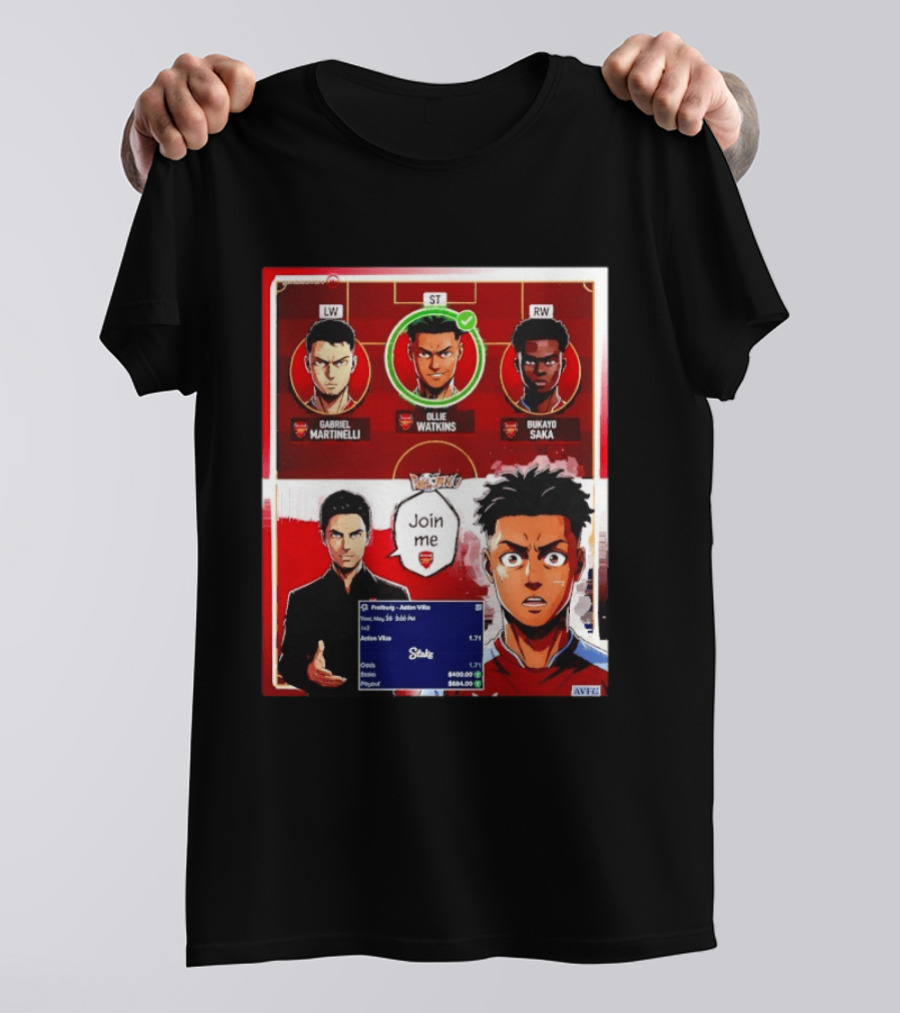 Gabriel Martinelli Ollie Watkins Bukayo Saka Join Me Arsenal Team Anime T-Shirt