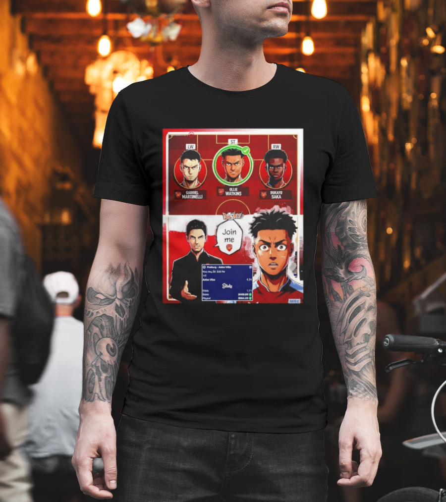 Gabriel Martinelli Ollie Watkins Bukayo Saka Join Me Arsenal Team Anime T-Shirt