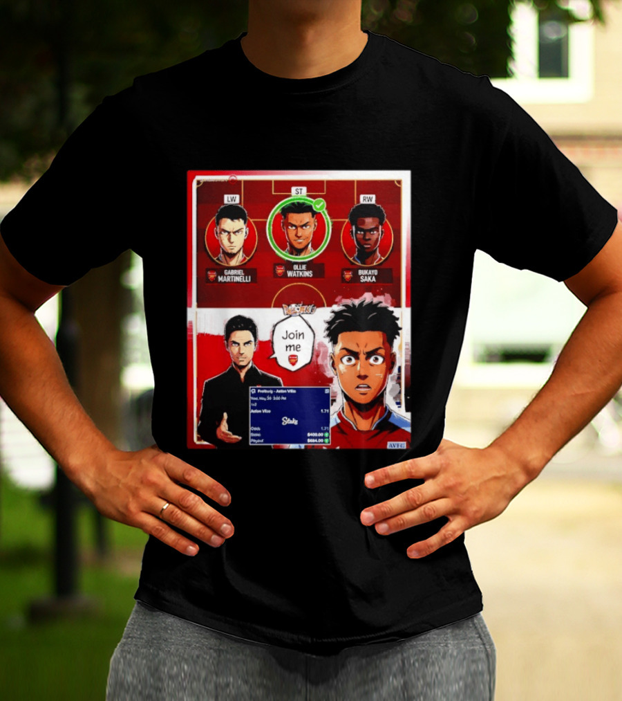 Gabriel Martinelli Ollie Watkins Bukayo Saka Join Me Arsenal Team Anime T-Shirt