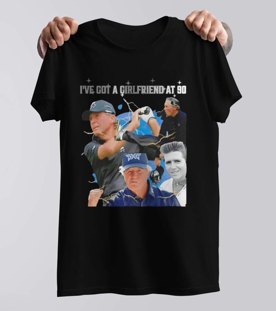 Gary Player I've Got A Girlfriend At 90 Golf Legend Photomontage T-Shirt