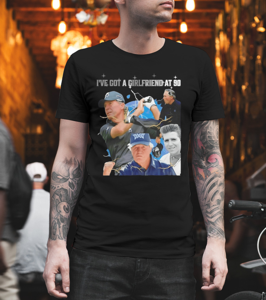 Gary Player I've Got A Girlfriend At 90 Golf Legend Photomontage T-Shirt