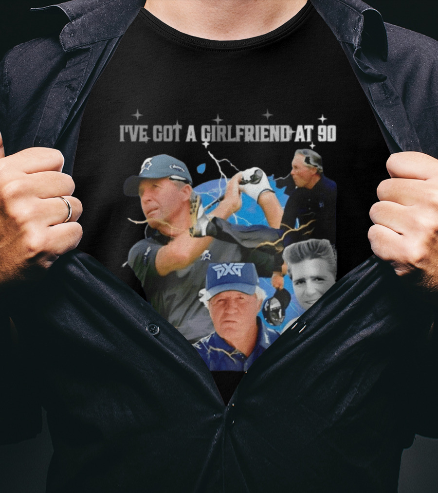Gary Player I've Got A Girlfriend At 90 Golf Legend Photomontage T-Shirt